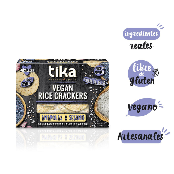 Tika Vegan Rice Crackers Amapolas & Sésamo