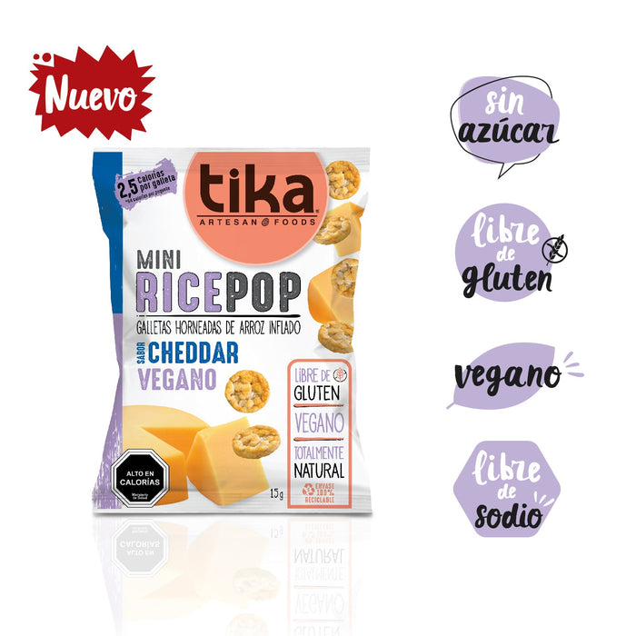 Tika Mini Rice Pop Cheddar Vegano